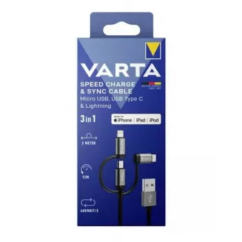 Varta Speed Charge & Sync 3-in-1 kábel, USB-A na Lightning/Micro-USB/USB-C