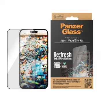 PanzerGlass ® Re:fresh ochrana displeja iPhone 15 Pro Max | Ultra-Wide Fit s EasyAligner
