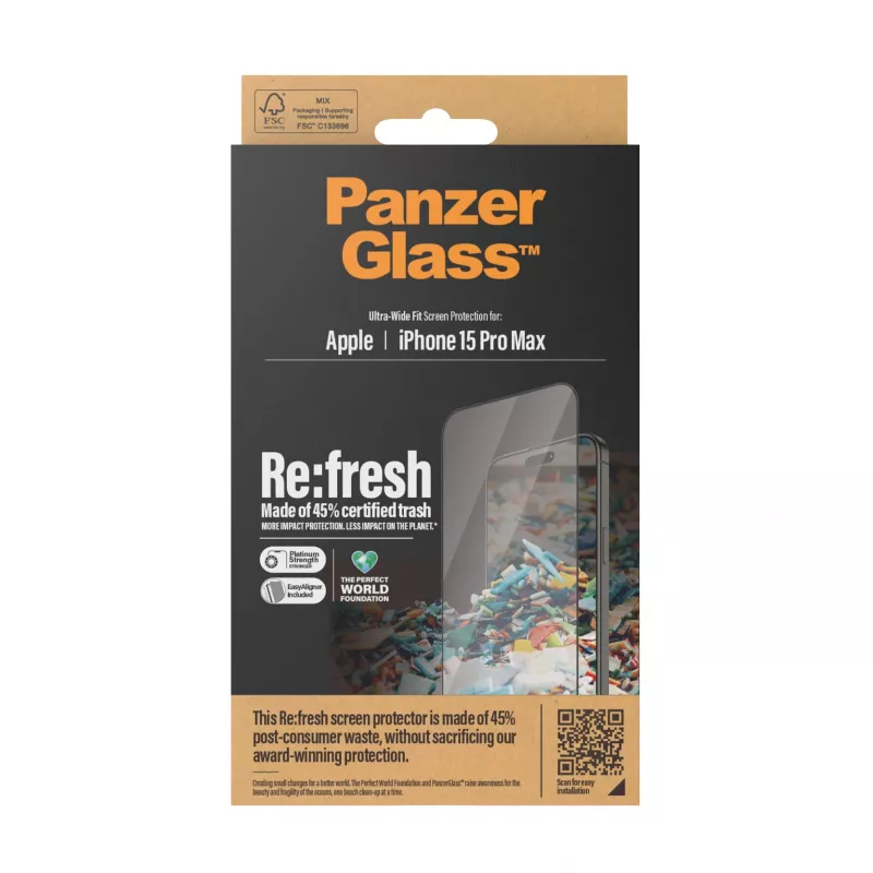 PanzerGlass ® Re:fresh ochrana displeja iPhone 15 Pro Max | Ultra-Wide Fit s EasyAligner