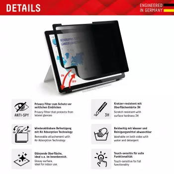 Displex TABLET PRIVACY SAFE odnímateľný obojsmerný filter proti videniu pre iPad 10,2'' (7./8./9. gen.)
