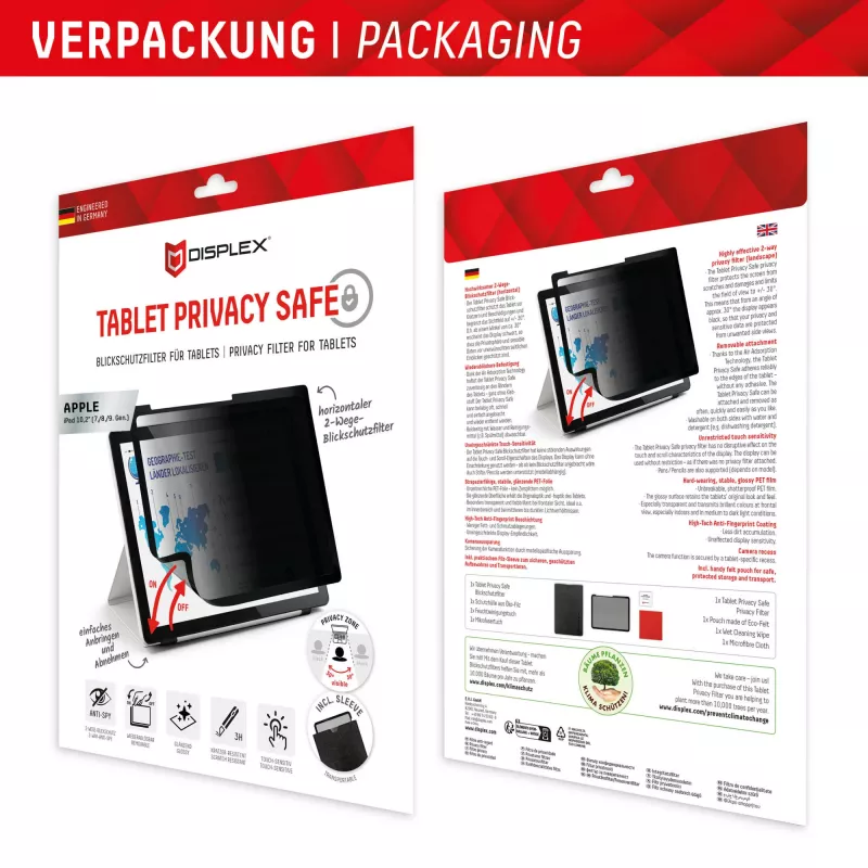 Displex TABLET PRIVACY SAFE odnímateľný obojsmerný filter proti videniu pre iPad 10,2'' (7./8./9. gen.)