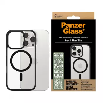 PanzerGlass® HardCase transparentné s čiernym MagSafe a rámikom iPhone 16 Pro