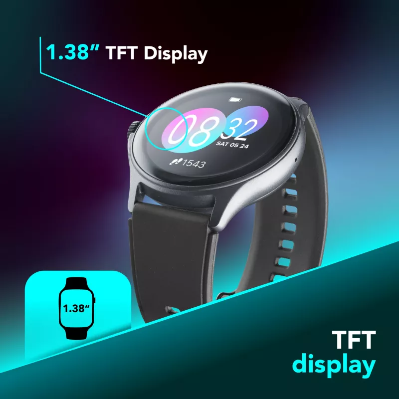 Cellularline ION PRO Round Bluetooth® smartwatch s aplikáciou, 3,51 cm (1,38 palca), TFT, dotykový displej, 0,00064 GB, 98 g