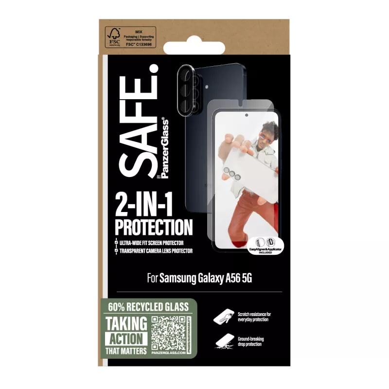 PanzerGlass SAFE. by ® 2-in-1 balenie Samsung Galaxy A56 5G odolné proti poškriabaniu a nárazom
