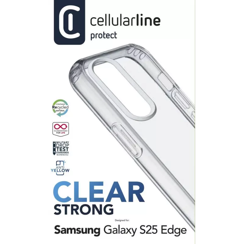 Cellularline Clear Strong – Galaxy S25 Edge tvrdé puzdro s gumenými okrajmi