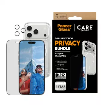 Privacy puzdro PanzerGlass pre iPhone 17 Pro 3-in-1 — séria CARE, ochrana súkromia, integrovaný kryt kamery