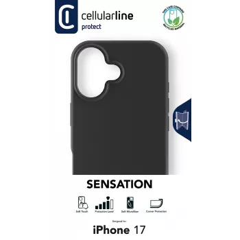 Cellularline Sensation - iPhone 17 ultramäkké silikónové puzdro s povrchom Soft-Touch, dokonalé na ochranu každého detailu vášho iPhone 17 s eleganciou a pohodlím.