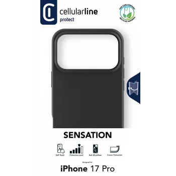 Cellularline Sensation – iPhone 17 Pro ultramäkké silikónové puzdro s povrchom Soft-Touch, dokonalé na ochranu každého detailu vášho iPhone 17 Pro s eleganciou a pohodlím.