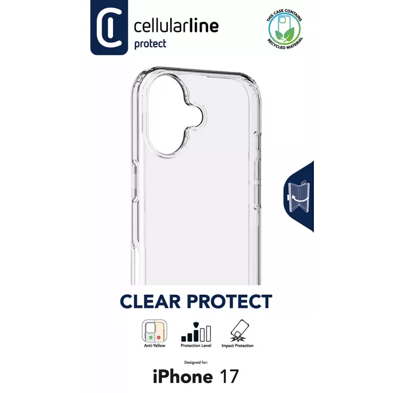 Cellularline Clear Protect – iPhone 17 tvrdé puzdro s gumenými okrajmi