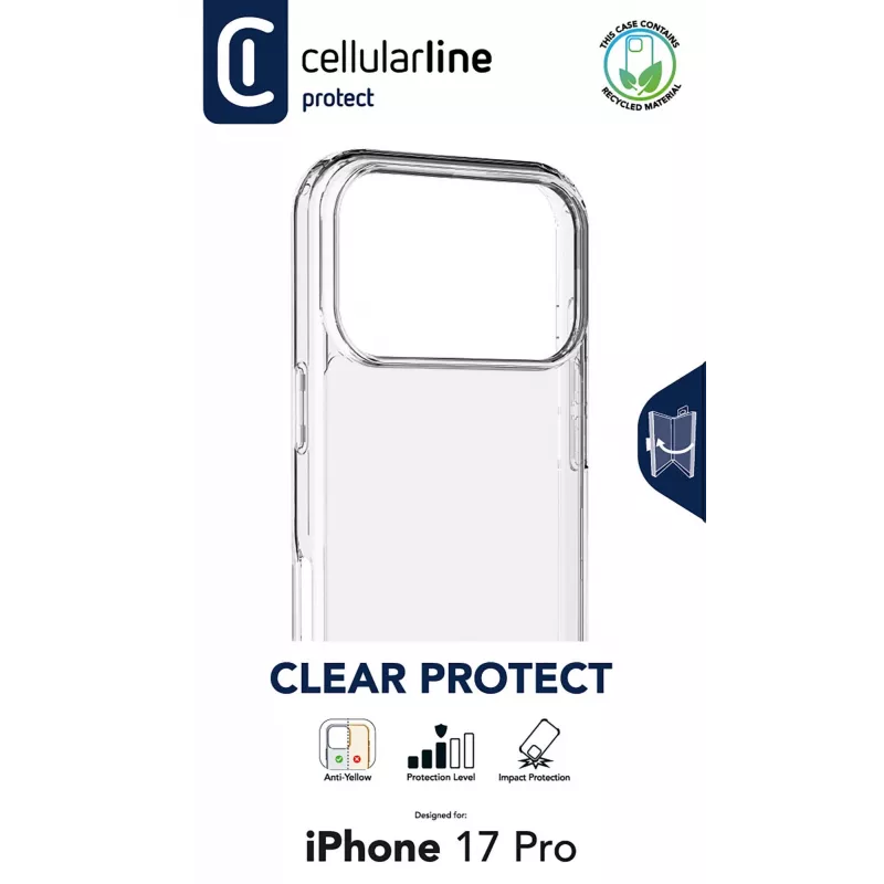 Cellularline Clear Protect - iPhone 17 Pro tvrdé puzdro s gumenými okrajmi