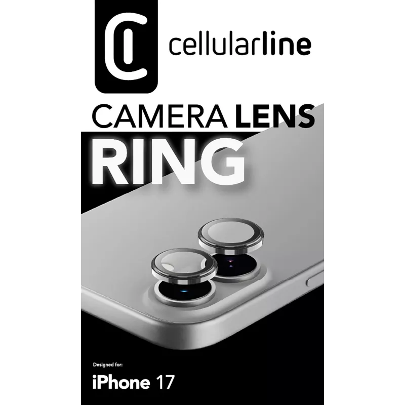 Cellularline krúžok na objektív kamery - iPhone 17 tvrdené sklo na ochranu kamery