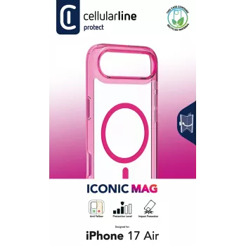 Cellularline Iconic Mag - iPhone Air transparentné puzdro s farebnými okrajmi, kompatibilné s ekosystémom MagSafe