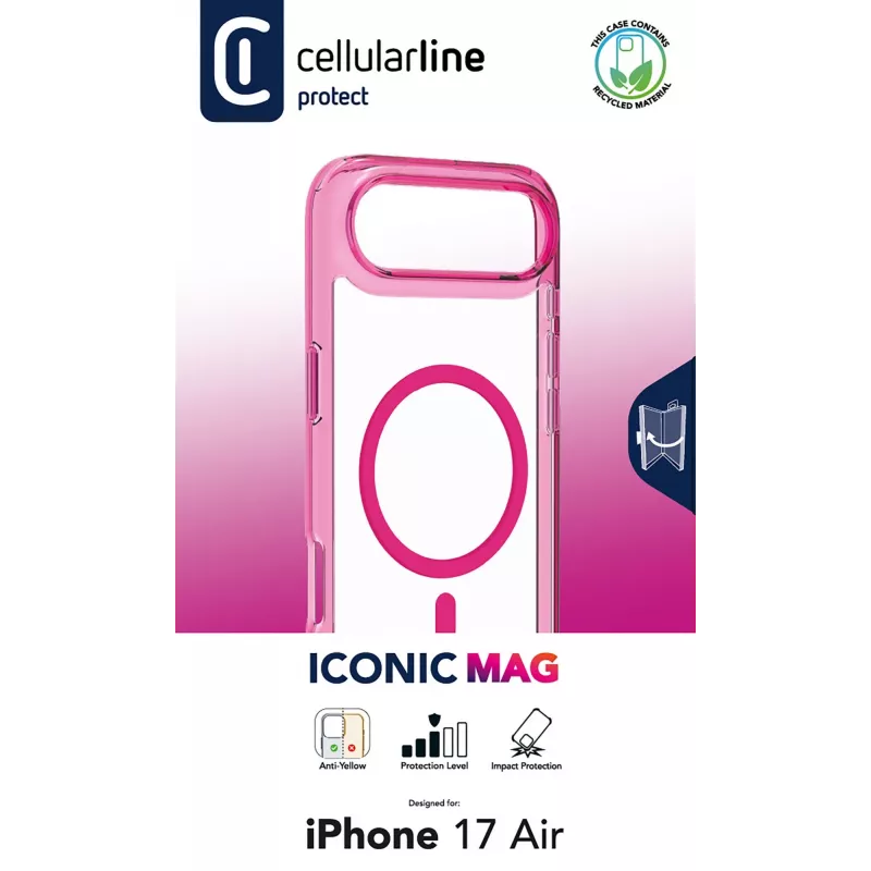 Cellularline Iconic Mag - iPhone Air transparentné puzdro s farebnými okrajmi, kompatibilné s ekosystémom MagSafe