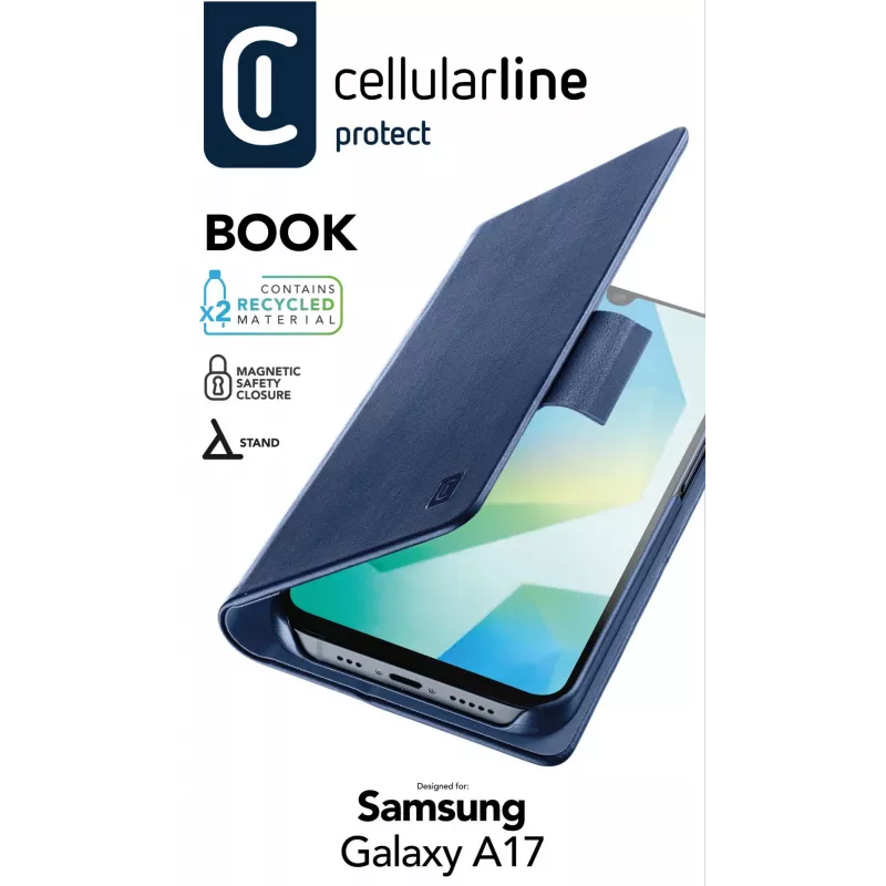 Cellularline Book - Galaxy A17 puzdro v štýle knihy, folio, Samsung, Galaxy A17, 17 cm (6,7 palca), modrá