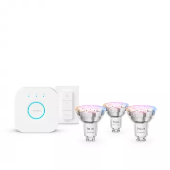 Philips Hue White and Colour Ambience Essential Starterkit: 3 GU10 smart žiarovky (345 lm) + stmievač