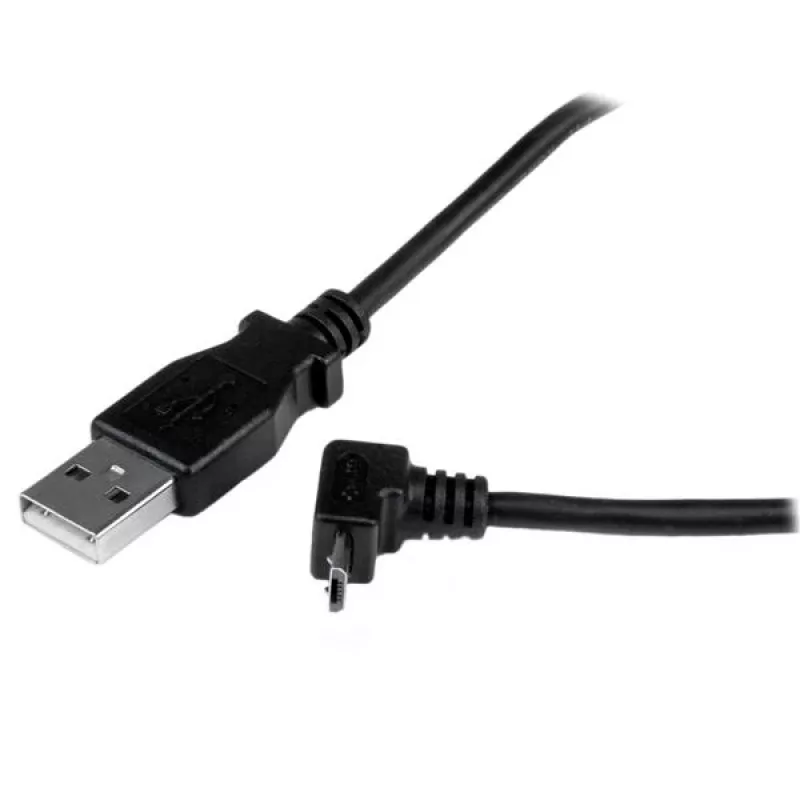 StarTech.com 2m Micro-USB kábel - A na Micro B zahnutý, 2 m, USB A, Micro-USB B, USB 2.0, samec/samec, čierny