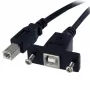 StarTech.com 3 ft panelový USB kábel B na B - F/M, 0,91 m, USB B, USB B, USB 2.0, 0,48 Gbit/s, čierny