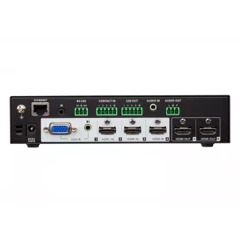 ATEN 4 x 2 True 4K prezentačný maticový switch, mediálny prezentačný maticový prepínač, 4096 x 2160 pixelov, 4096 x 2160, 3840 x 2160, čierna, kov, tlačidlá