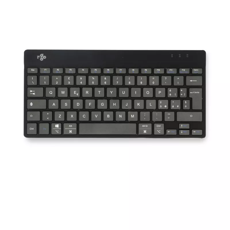 R-Go Tools ergonomická klávesnica R-Go Compact Break, kompaktná klávesnica so softvérom na prestávky, QWERTY (IT), Bluetooth, čierna