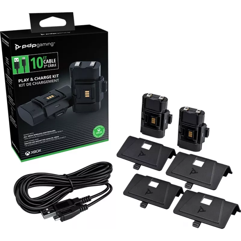 PDP Gaming Play & Charge Kit, Xbox One, batéria pre herný ovládač, čierna, polykarbonát, 3 m, Microsoft