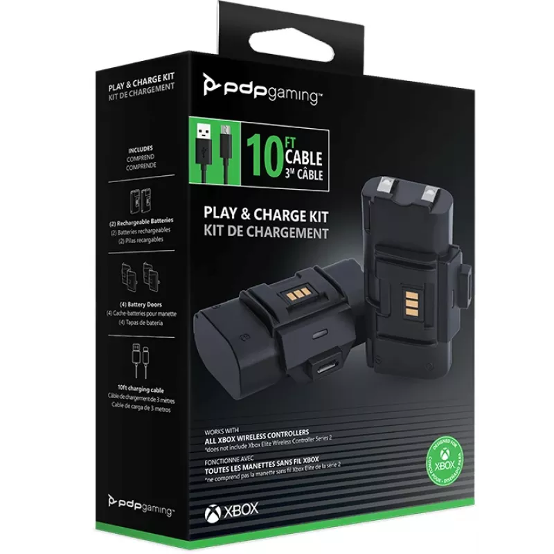 PDP Gaming Play & Charge Kit, Xbox One, batéria pre herný ovládač, čierna, polykarbonát, 3 m, Microsoft