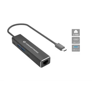 Conceptronic ABBY14B 2.5G Ethernet USB 3.2 Gen 1 adaptér s USB hubom, 2.5GbE, USB-A x 2, USB-C x 2