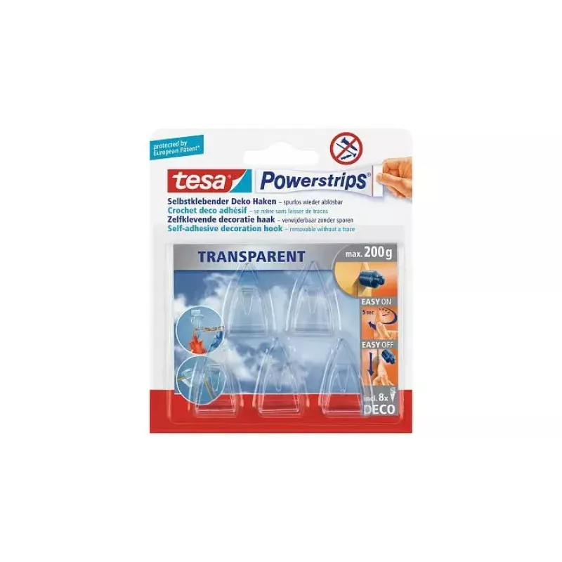 Univerzálny háčik TESA Powerstrips Indoor transparentný 5 ks