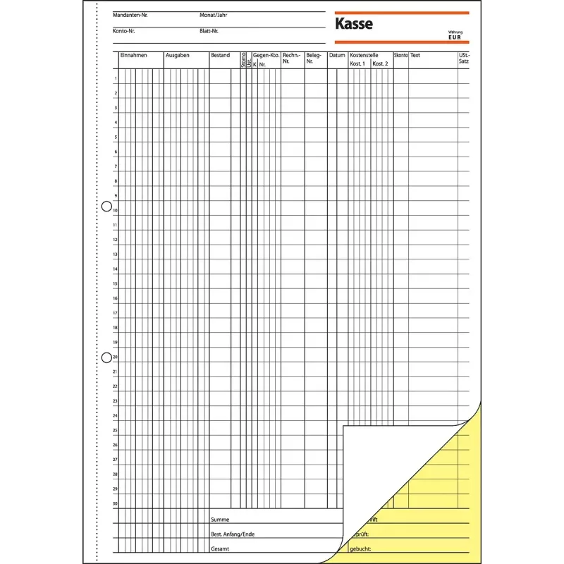 Sigel KG429 pokladničná kniha s daňovým stĺpcom (EDV), A4, 2 x 50 strán