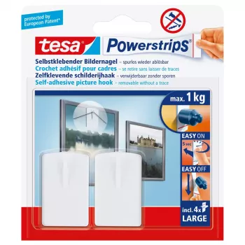 Nástenný háčik na ukladanie Tesa 58031-00020 biely plast, maximálne zaťaženie 1 kg, balenie 2 ks