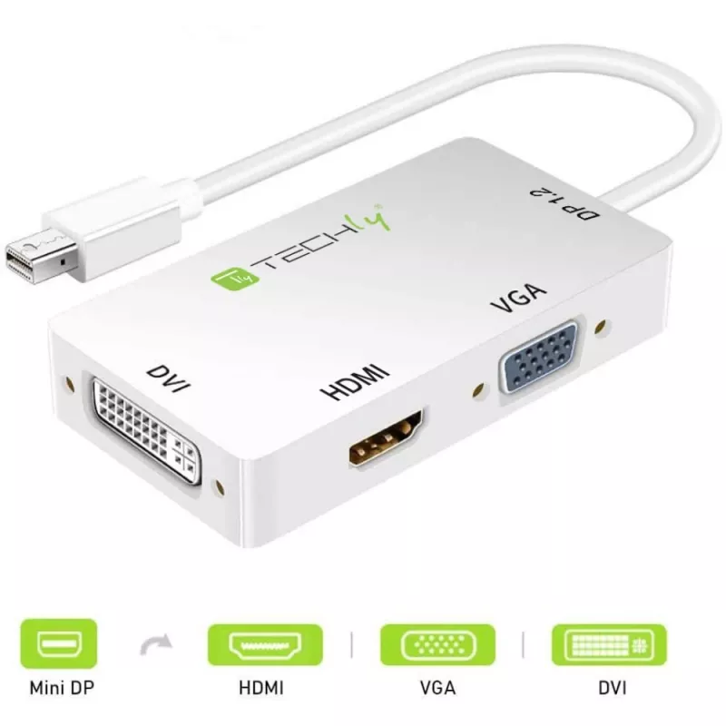 Techly adaptér 3 v 1 Mini DisplayPort (Thunderbolt) na HDMI / DVI / VGA IADAP MDP-COMBOF12
