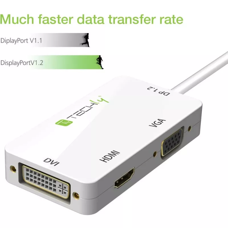 Techly adaptér 3 v 1 Mini DisplayPort (Thunderbolt) na HDMI / DVI / VGA IADAP MDP-COMBOF12