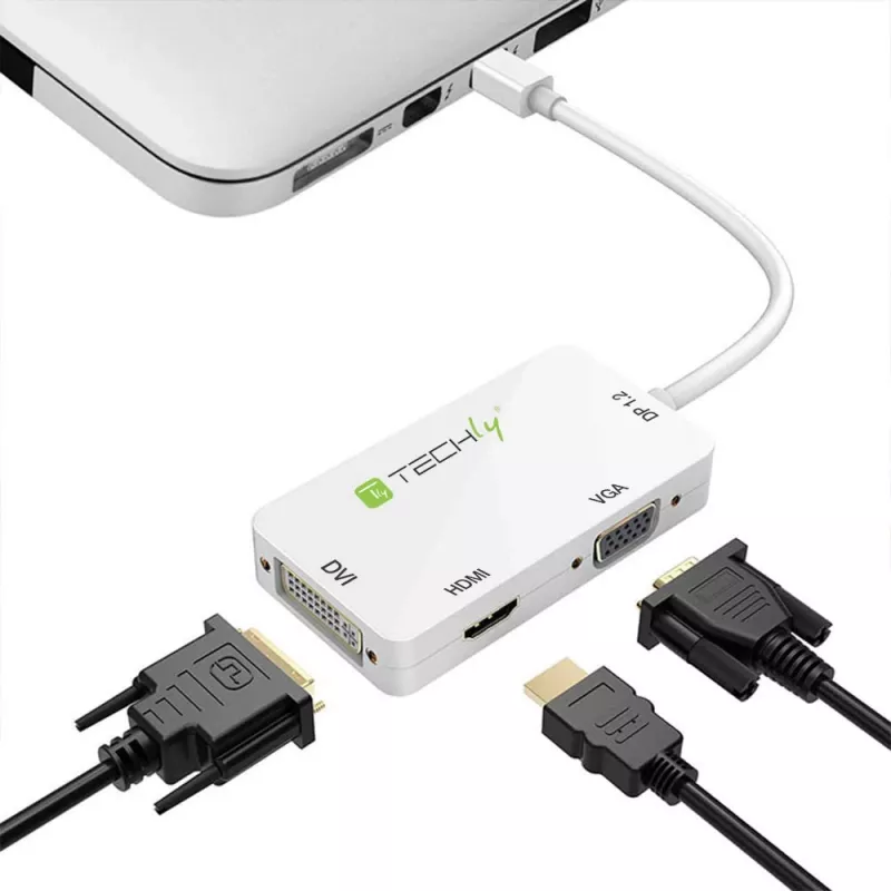 Techly adaptér 3 v 1 Mini DisplayPort (Thunderbolt) na HDMI / DVI / VGA IADAP MDP-COMBOF12