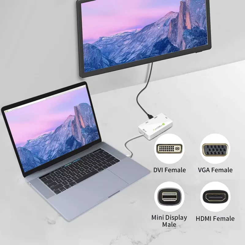 Techly adaptér 3 v 1 Mini DisplayPort (Thunderbolt) na HDMI / DVI / VGA IADAP MDP-COMBOF12