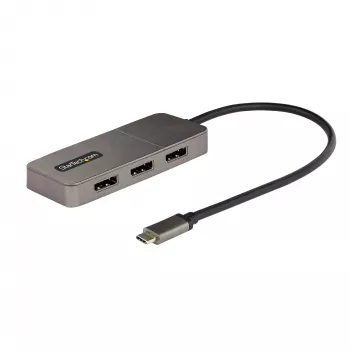 StarTech.com 3-portový USB-C adaptér pre viac monitorov, USB Type-C na 3x DisplayPort 1.4 MST hub, Triple 4K 60Hz DP rozširovač / rozdeľovač displeja pre notebook, HDR, extra dlhý vstavaný kábel - Windows Only