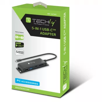 Techly IADAP-USBC-935 dokovacia stanica/port replikátor káblový USB 3.2 Gen 1 (3.1 Gen 1) Type-C čierny