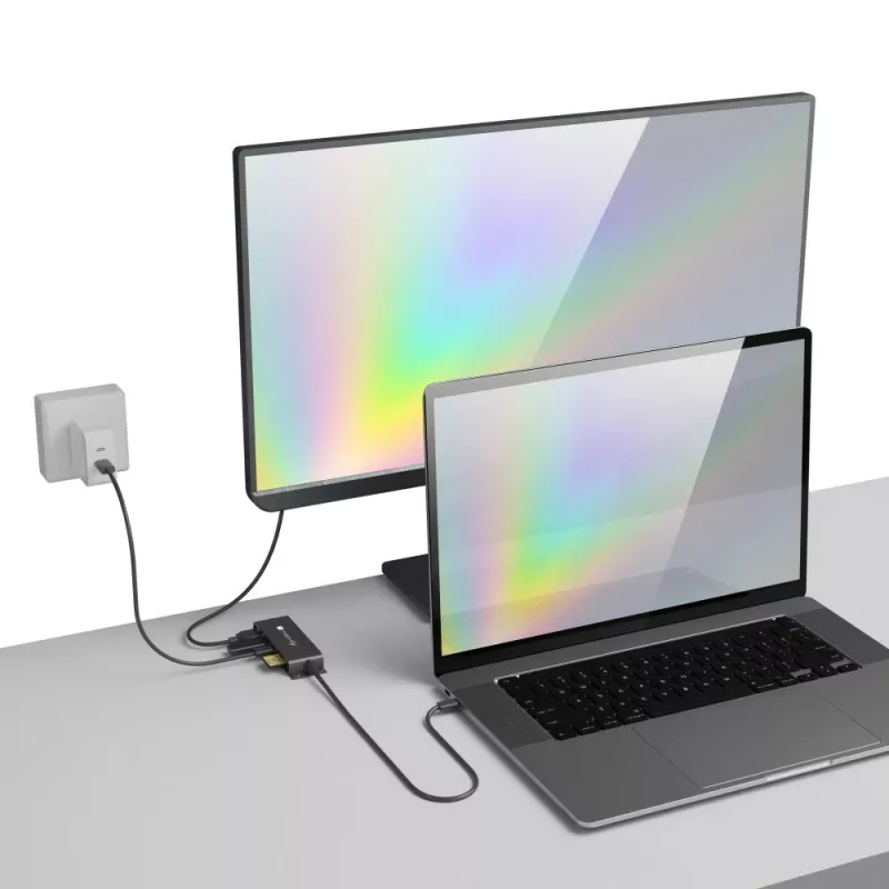 Techly IADAP-USBC-935 dokovacia stanica/port replikátor káblový USB 3.2 Gen 1 (3.1 Gen 1) Type-C čierny