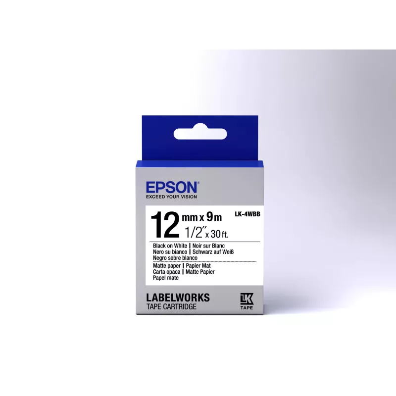 Epson kazeta etikiet matný papier LK-4WBB čierna/biela 12mm (9m)