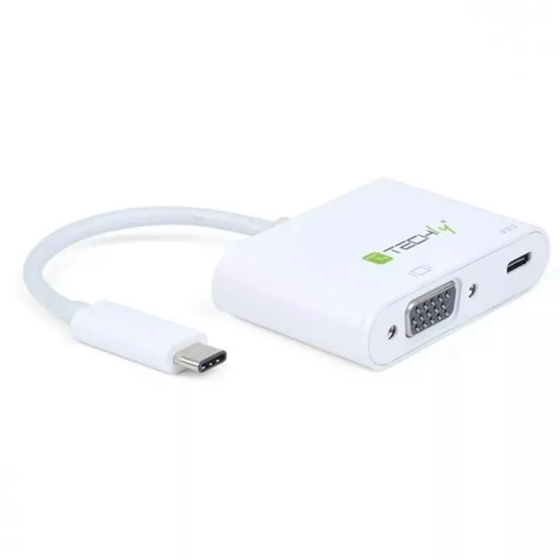 Techly konvertorový kábel adaptér USB na VGA-C, C-Port USB nabíjacia funkcia IADAP USB31-VU31