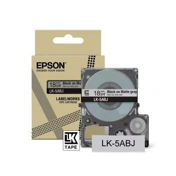 Epson matná páska – sivá/čierna 18 mm (8 m) – LK-5ABJ, čierna na sivej, LK, Rhino, LabelWorks LW-C410, LabelWorks LW-C610, 1,8 cm, 8 m