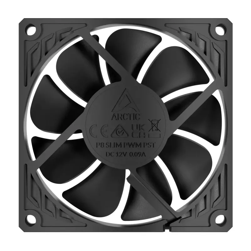 Ventilátor Arctic P8 tenký PWM PST 80 mm Low-Profile 38,23 m³/h Fluiddynamické ložisko čierny