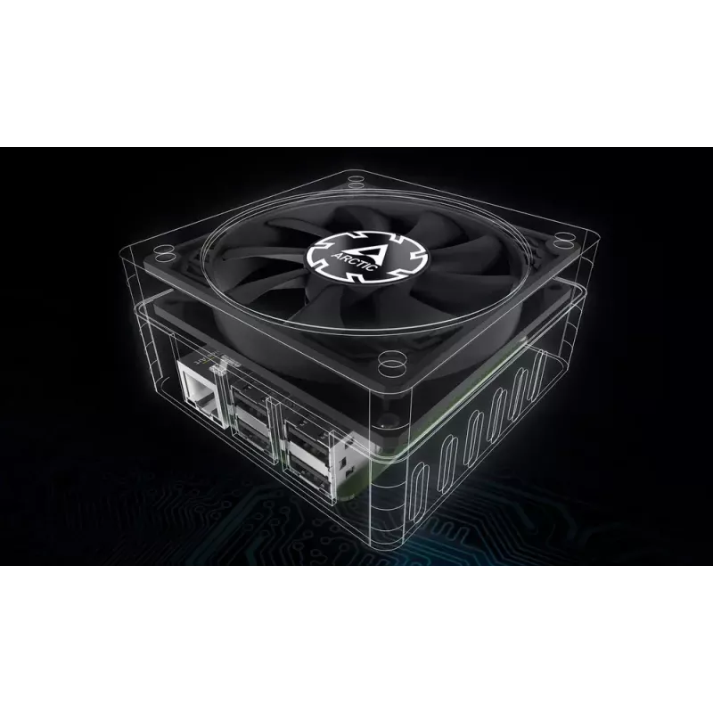 Ventilátor Arctic P8 tenký PWM PST 80 mm Low-Profile 38,23 m³/h Fluiddynamické ložisko čierny