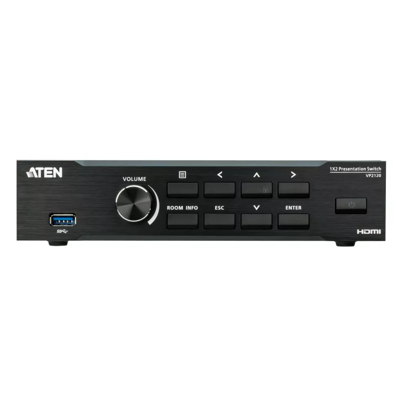 ATEN Seamless Presentation Switch s Quad V, HDMI, USB Type-A, kov, čierna, 60 Hz, 15 m