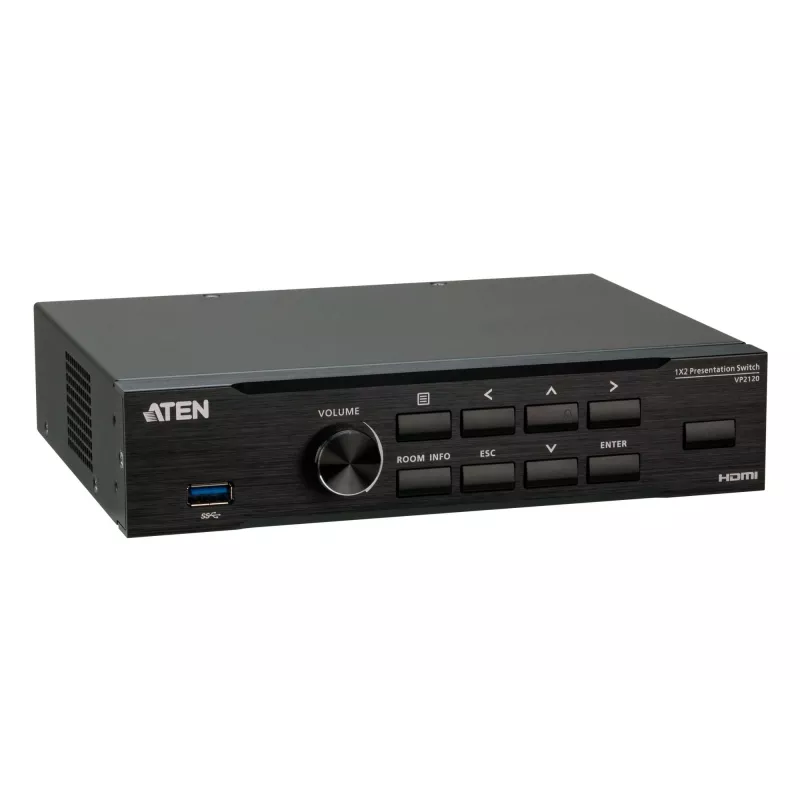 ATEN Seamless Presentation Switch s Quad V, HDMI, USB Type-A, kov, čierna, 60 Hz, 15 m