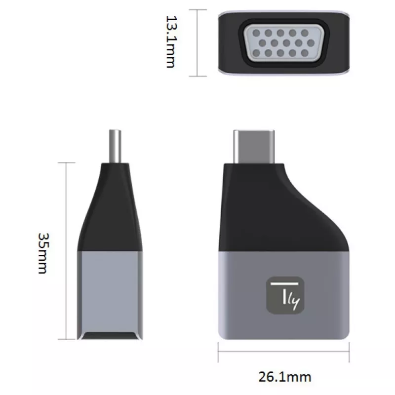 Techly IADAP USBC-VGAC USB grafický adaptér 1920 x 1200 pixelov čierny, strieborný