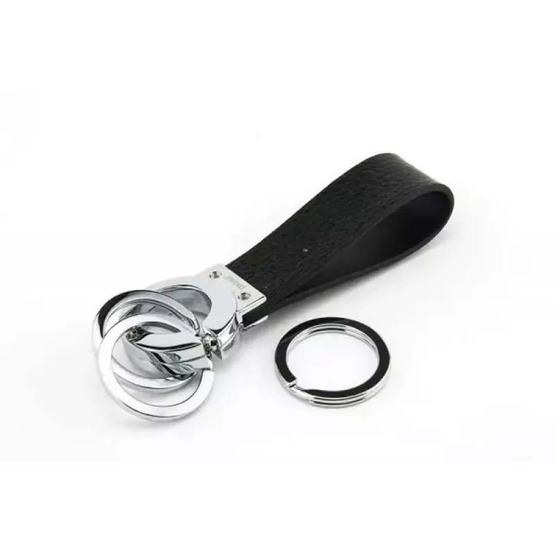 Kľúčenka TROIKA KR8-02/LE čierna strieborná koža 31mm