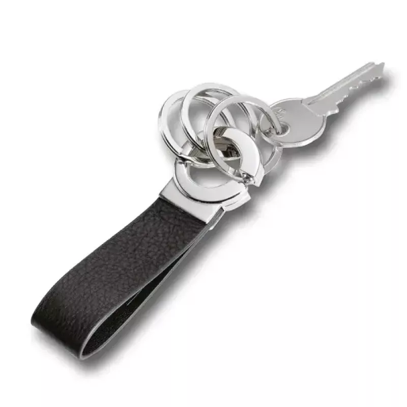 Kľúčenka TROIKA KR8-02/LE čierna strieborná koža 31mm