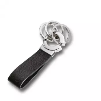 Kľúčenka TROIKA KR8-02/LE čierna strieborná koža 31mm