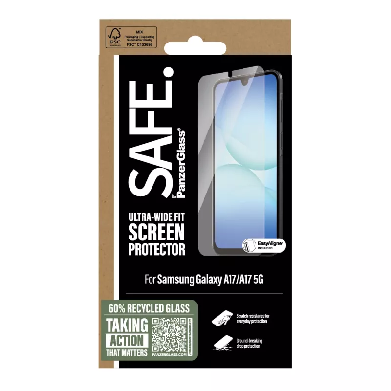 PanzerGlass SAFE. by ® ochrana displeja Samsung Galaxy A17 | A17 5G | Ultra-Wide Fit s EasyAligner