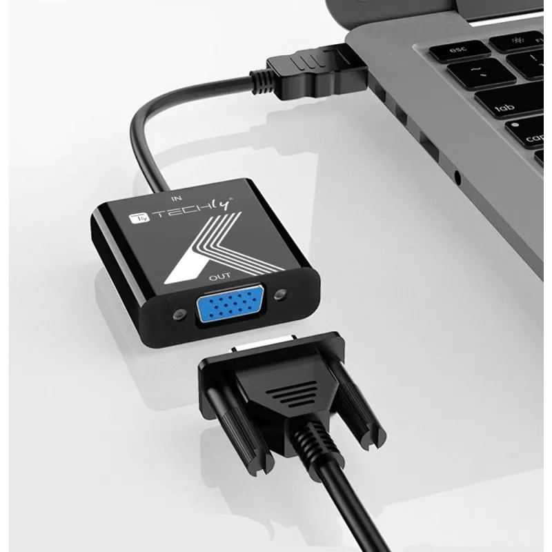 Techly káblový adaptér konvertor HDMI na VGA s audio jack konektorom