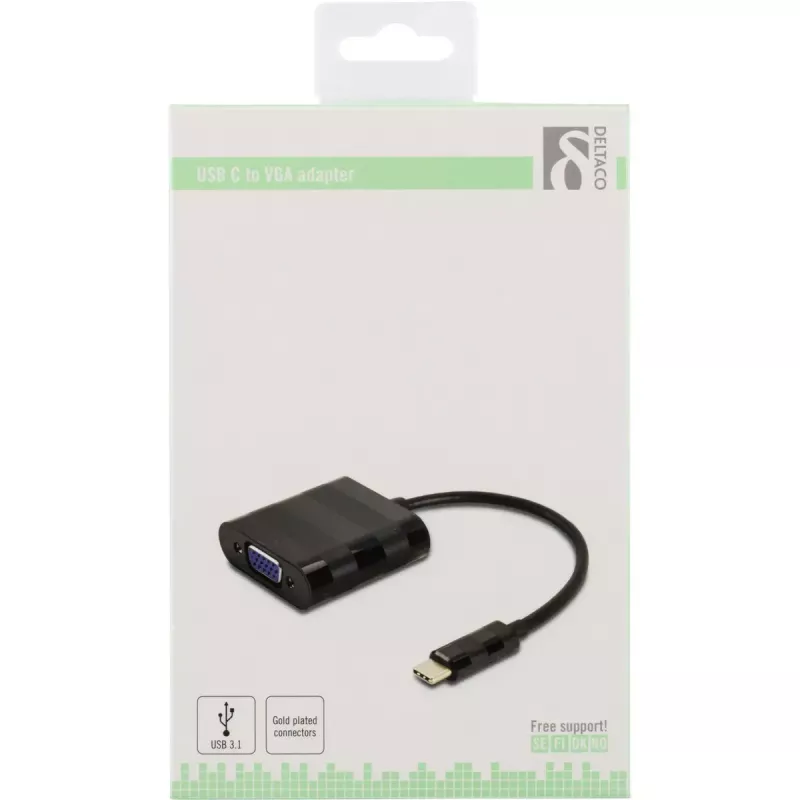 Video kábel adaptér Deltaco USBC-VGA